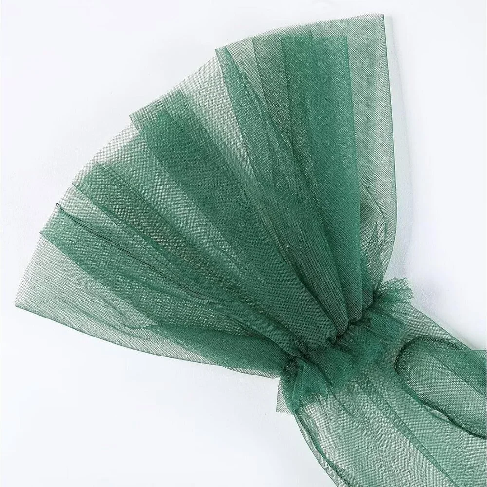 Women's Puffy Ruffle Green Tulle Sheer Mesh Party Prom One Size Short Gloves